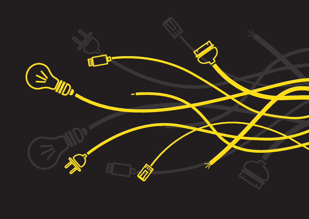 The image shows a collection of wires to represent the differences between SDI, AV, and VGA converters.