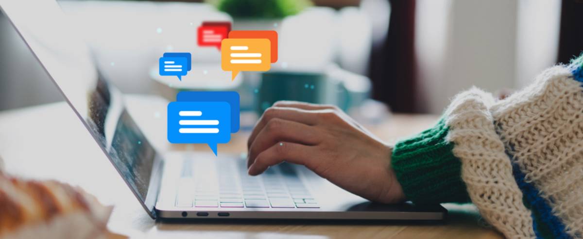 Human hand using laptop.